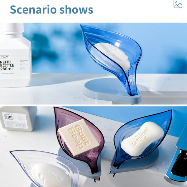 Modern leaf-shaped soap dish for bathrooms. Modern leaf-shaped soap dish for bathrooms.